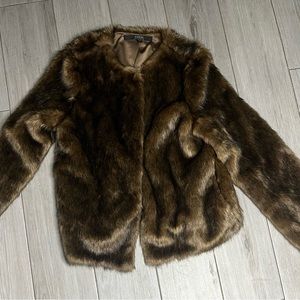 Brown Faux Fur Bomber
